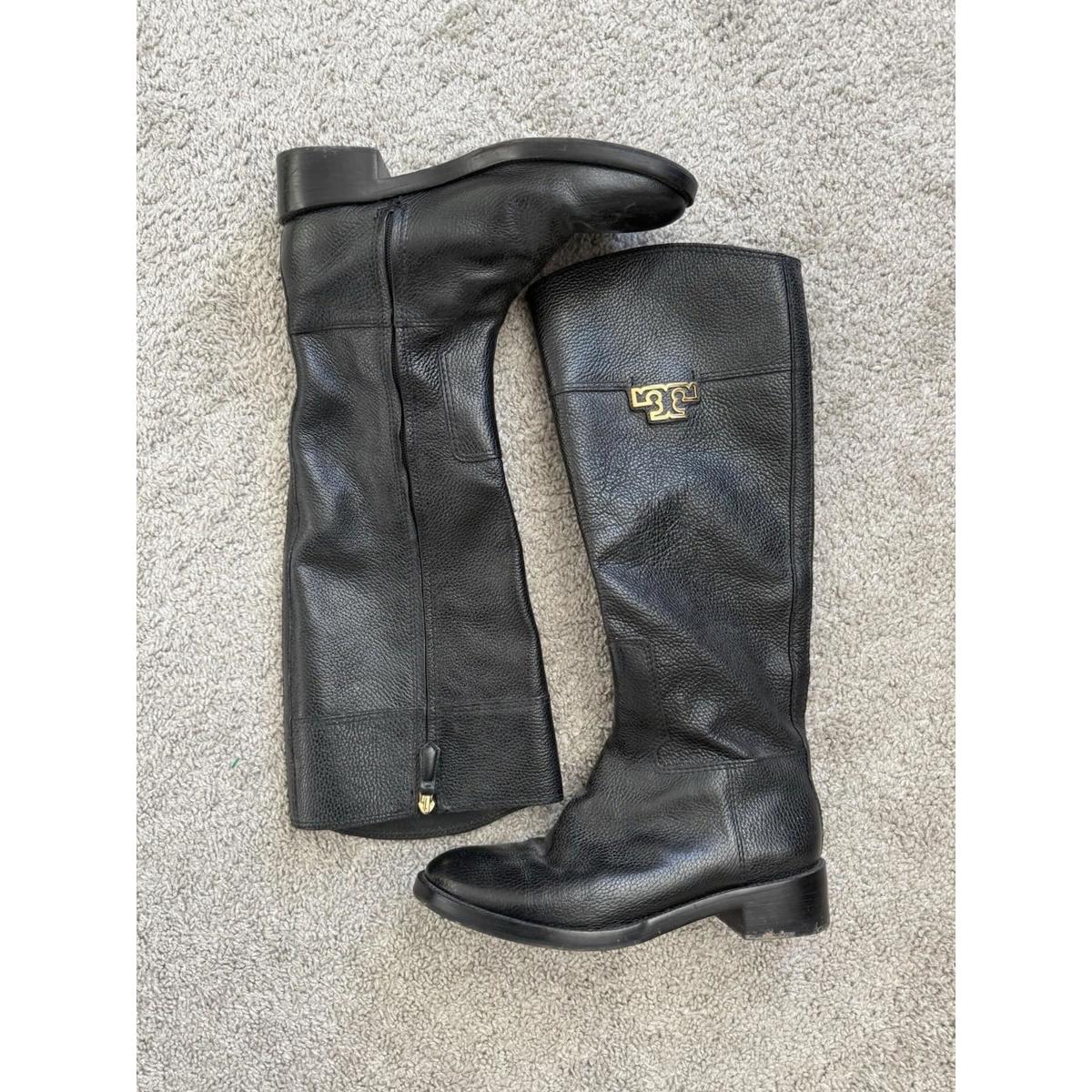 Tory Burch Women Black Leather Tall Riding Boots Us 8.5 Derby Equestrian